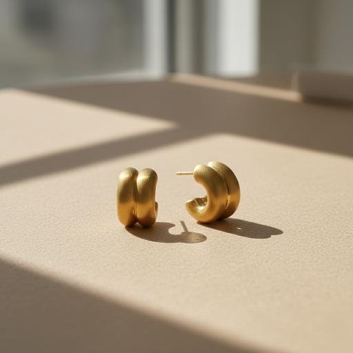 Double Row C Hoop Earrings - Gold